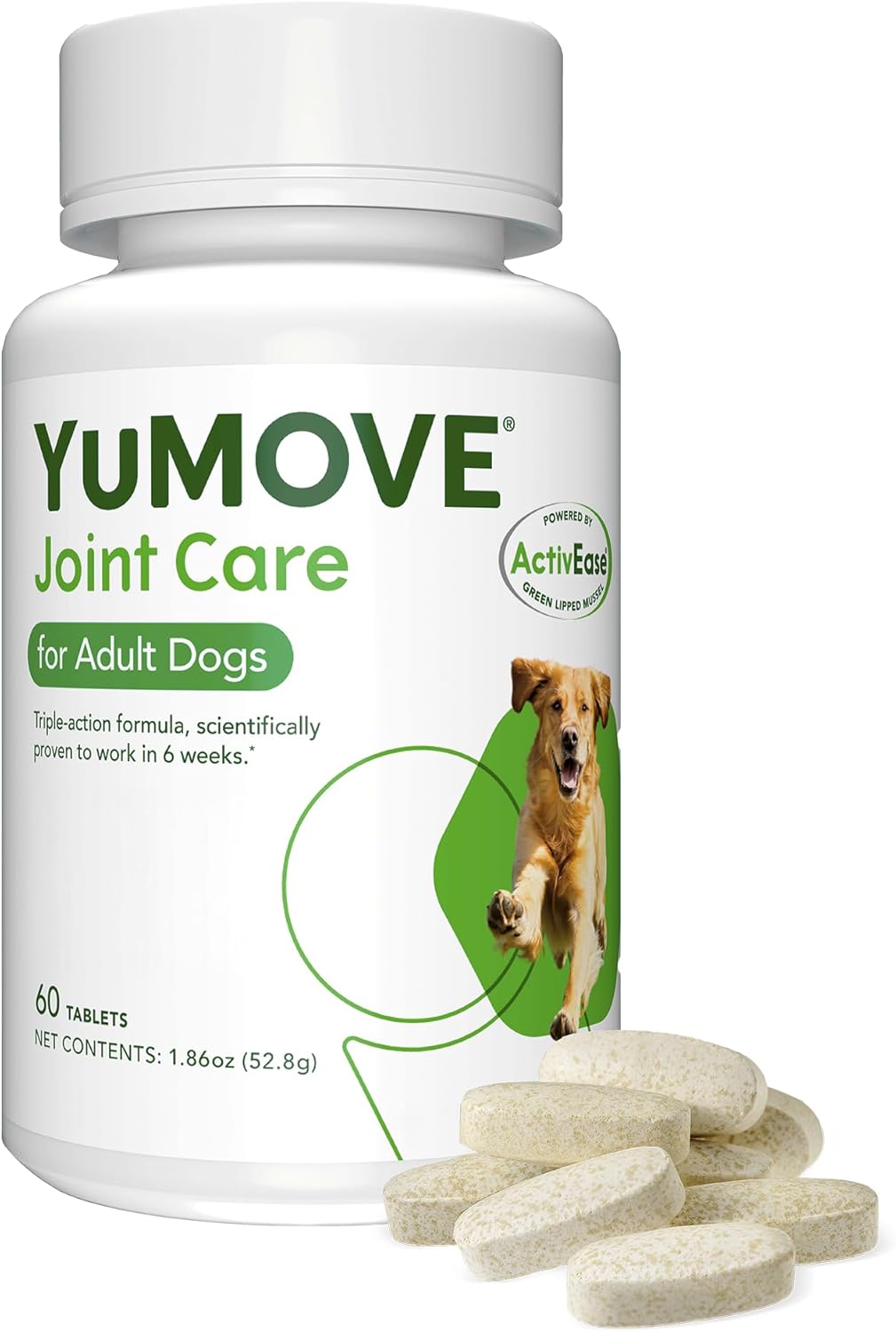YuMOVE Chien Adulte - Complément Hanche et Articulations pour Chiens Adultes Raides, avec Glucosamine, Chondroïtine, Moule aux Lèvres Vertes - 6 à 8 ans - 60 Comprimés