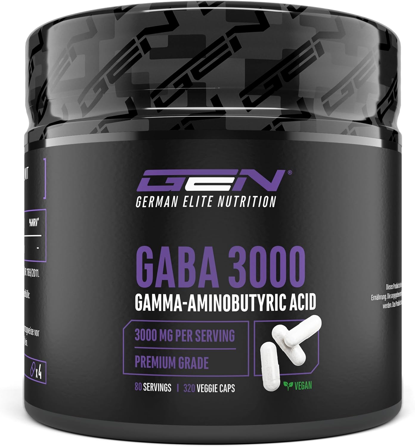 GABA 3000-320 gélules à 750 mg - Acide Gamma Aminobutyrique - Fortement dosé avec 3000 mg par portion journalière - Acide aminé de première qualité - Vegan