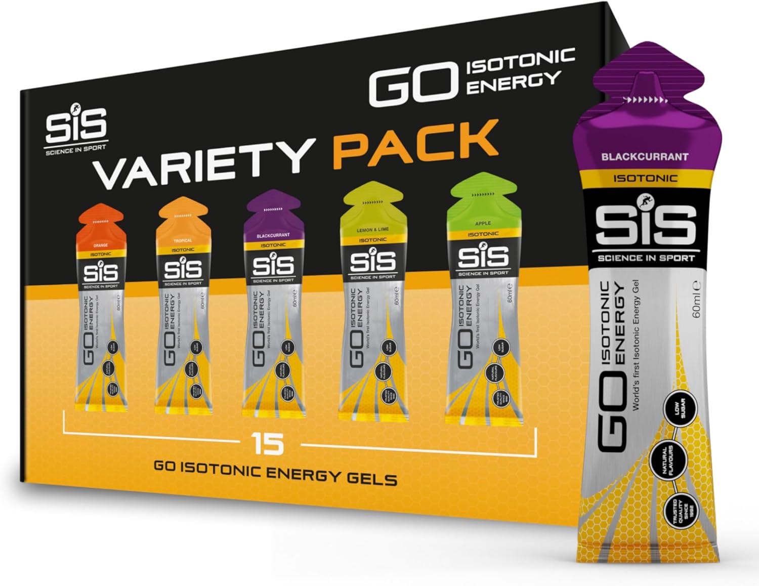 Science in Sport GO Isotonic Gel Énergétique 15 x 60ml Vegan - Formulation Isotonique avec 22g de Glucides, Bon fournisseur d'énergie, Alternative optimale aux boissons isotoniques