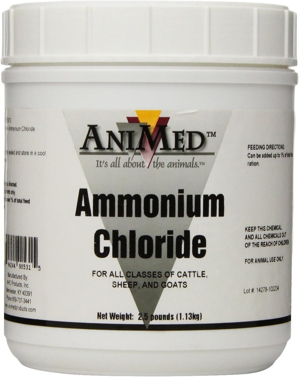 AniMed Powder 99.9-Percent Ammonium Chloride for Horses Dogs Cats Cows Sheep and Goats, 2.5-Pound by AniMed