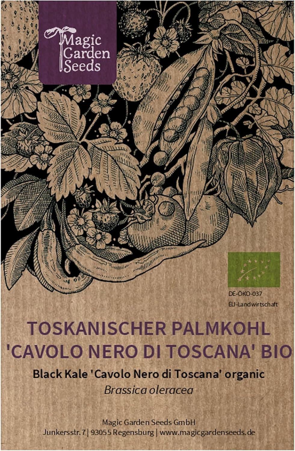 Kale lacinato, chou palmier frisé "Cavolo Nero di Toscana" (Brassica oleracea var - palmifolia) Bio env - 400 semences