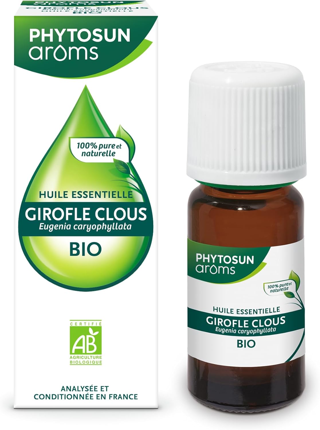 Huile Essentielle Girofle (clou) Bio - HEBBD - 100 % Pure & Naturelle - 100% Bio - Analysée & Conditionnée en France - 10 ml clous de girofle 10 ml (Lot de 1)