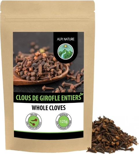 Clous de girofle entiers (125g), séchés doucement, 100% naturels, végétaliens