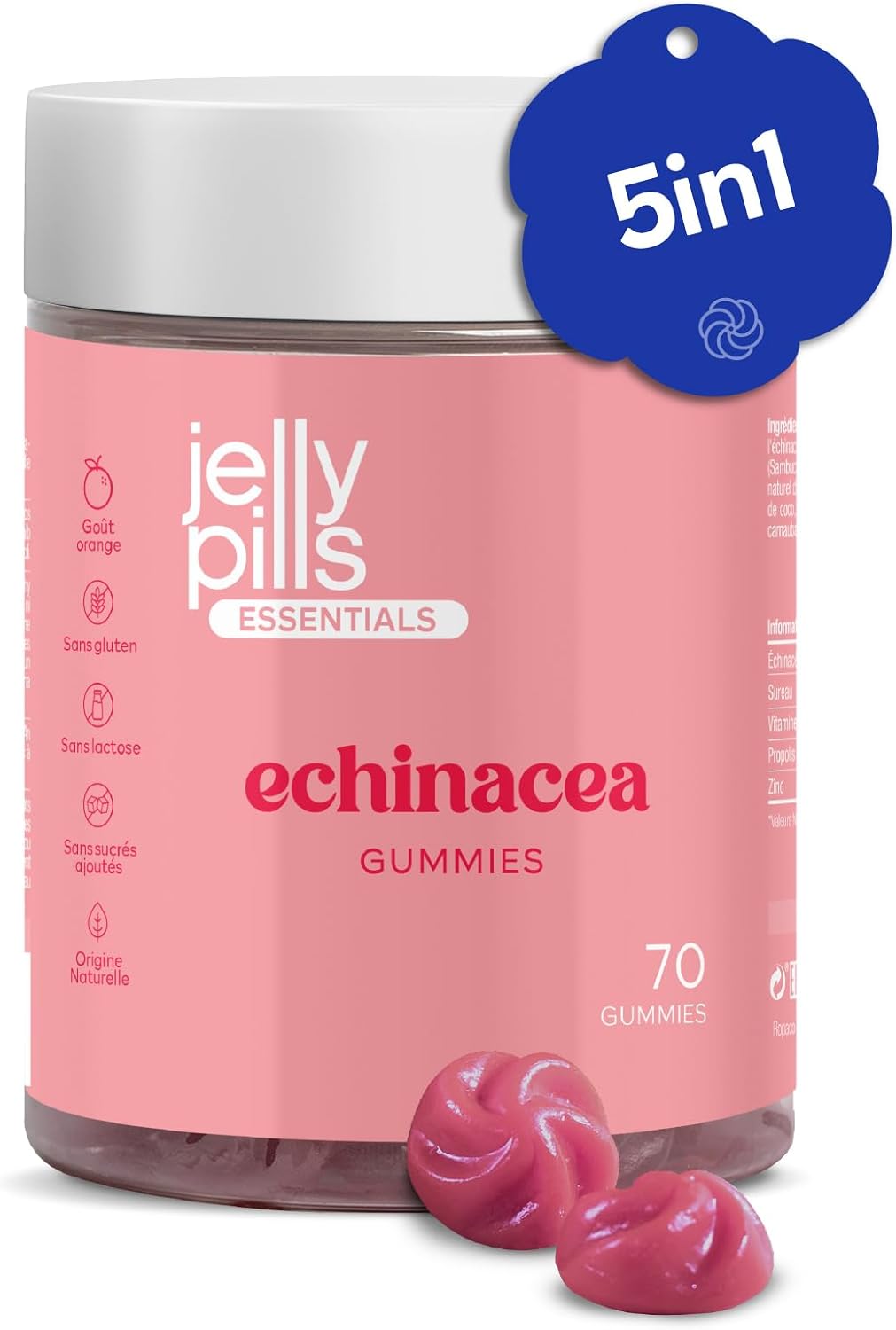 Pure Echinacea & Vitamin C Gummies vegetarien - 70 unités à l'orange pour le système immunitaire et les défenses aux 100% - Sans sucre ajouté - enfants et adultes