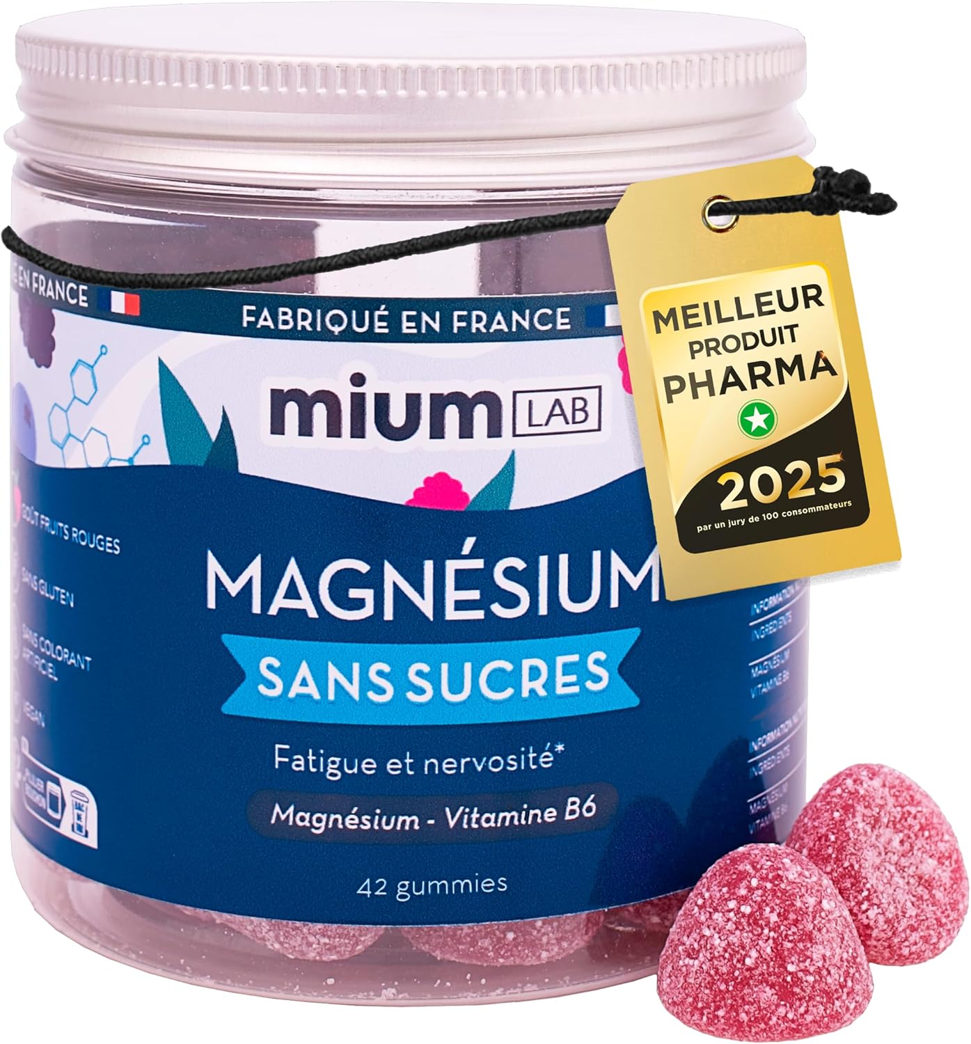 Mium Lab - Citrate de Magnésium 300mg - Absorption supérieure au Magnésium Marin - Vitamine B6 - Réduit la fatigue, le stress et la nervosité - 1 cure de 21 jours - Fabriqué en France