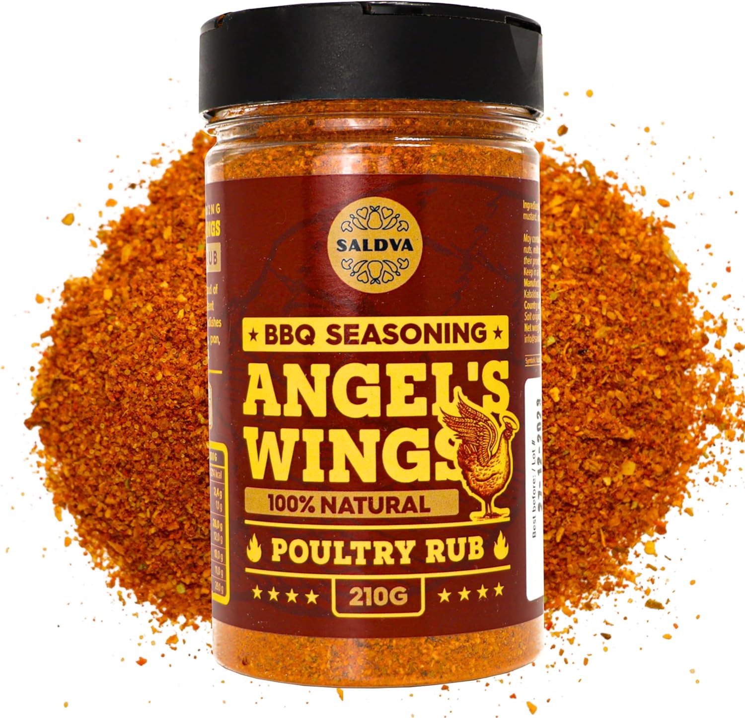 Angel's Wings - Assaisonnement pour poulet au barbecue - 100% naturel - Mélange parfait d'épices pour de délicieux plats de poulet au barbecue et au grill - Grand Pot (210 g)