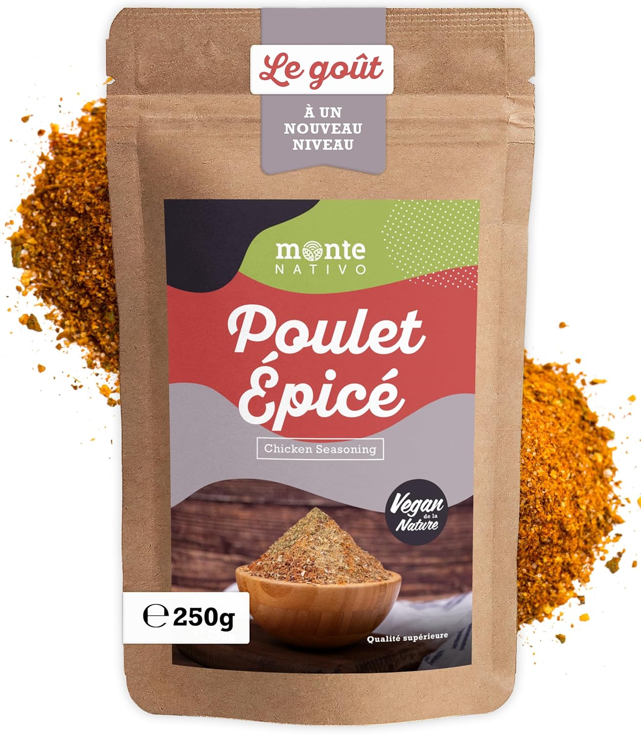 Épices pour Poulet Monte Nativo (250g) - Mélange d’épices pour Poulet - Épices aromatiques séchées avec soin, idéales pour Cuisiner et Assaisonner - Arôme et Goût intenses Épices pour Poulet 250 g (Lot de 1)