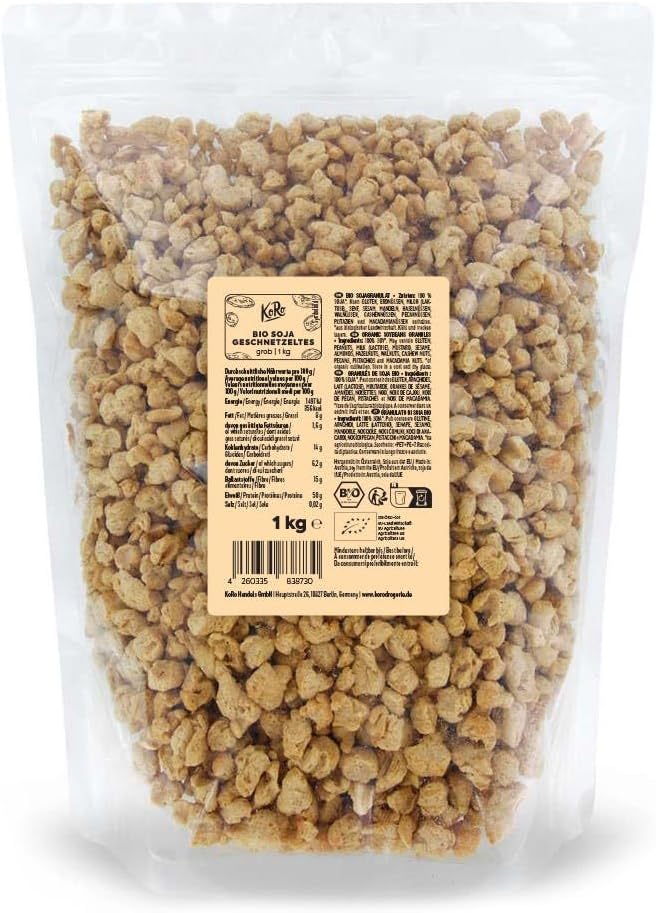 Emincés de soja bio 1 kg - Riche en fibres et en protéines - Vegan - Alternative à la viande