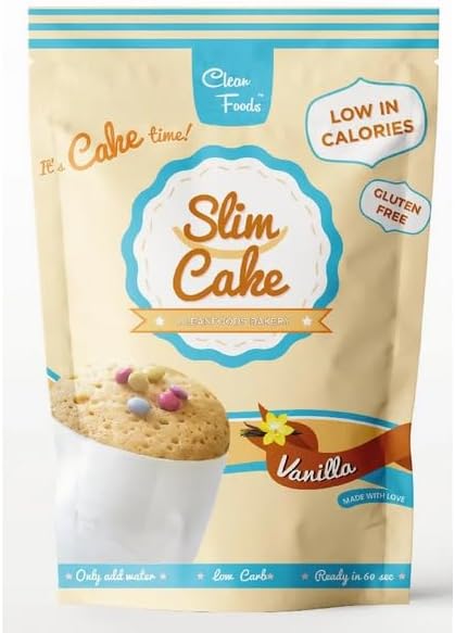 CleanFoods SlimCake 73 calories cup cake l saveur vanille l 5 cup cakes I Konjac Glucomannan I sans gluten I sans sucre I préparé en 60 secondes l mugcake