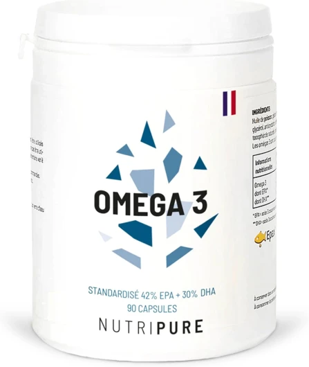 Omega 3 3000mg - Complément Alimentaire Défense - Huile de Poisson labélisée - Haute Concentration en EPA et DHA - Hautement Biodisponible - 90 gélules - Cure de 1 mois - Made in France - Nutripure