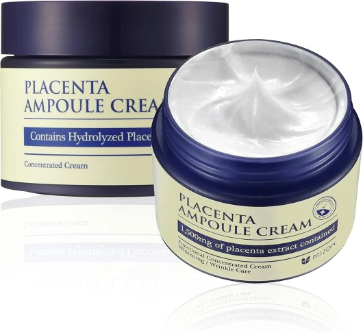 [MIZON] PLACENTA AMPOULE CREAM (50 ml) Korean Skincare - Crème concentrée au Placenta - Renouvellement, Revitalisation et Protection de la peau - Sans parabènes