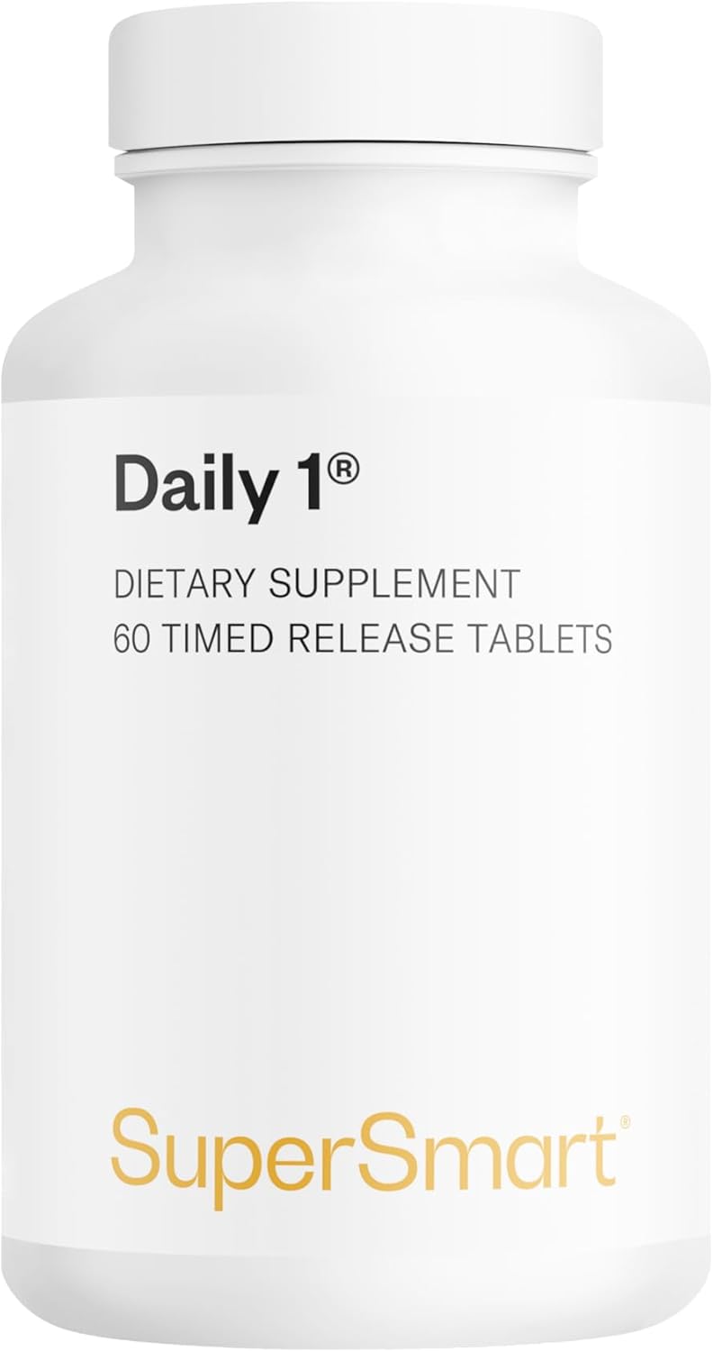 Complexe Multivitaminé Daily 1® – 30 Vitamines et Minéraux - Vitalité et Bien-être – Vitamines A, D3, B12, C… – Complexe Anti-Fatigue – Sans Minéraux Controversés - 60 comprimés - SuperSmart
