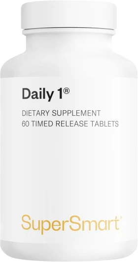 Complexe Multivitaminé Daily 1® – 30 Vitamines et Minéraux - Vitalité et Bien-être – Vitamines A, D3, B12, C… – Complexe Anti-Fatigue – Sans Minéraux Controversés - 60 comprimés - SuperSmart