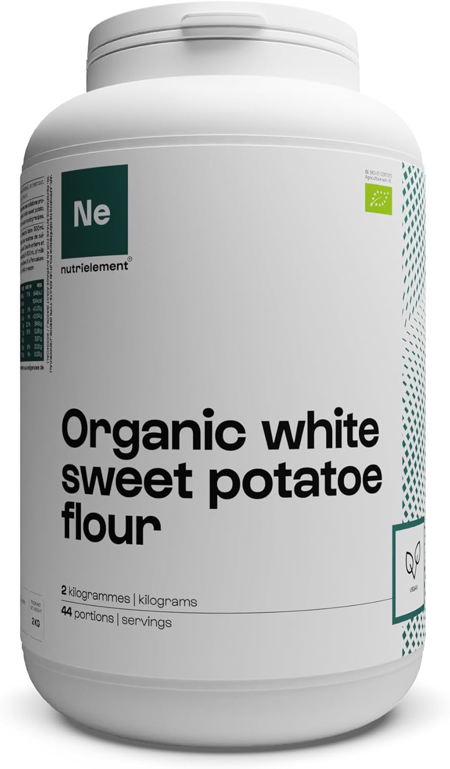 Farine de patate douce - 2 kg - Sans gluten - Indice glycémique modéré - Certifié Agriculture Biologique - Riche en vitamines, minéraux et anti-oxydants