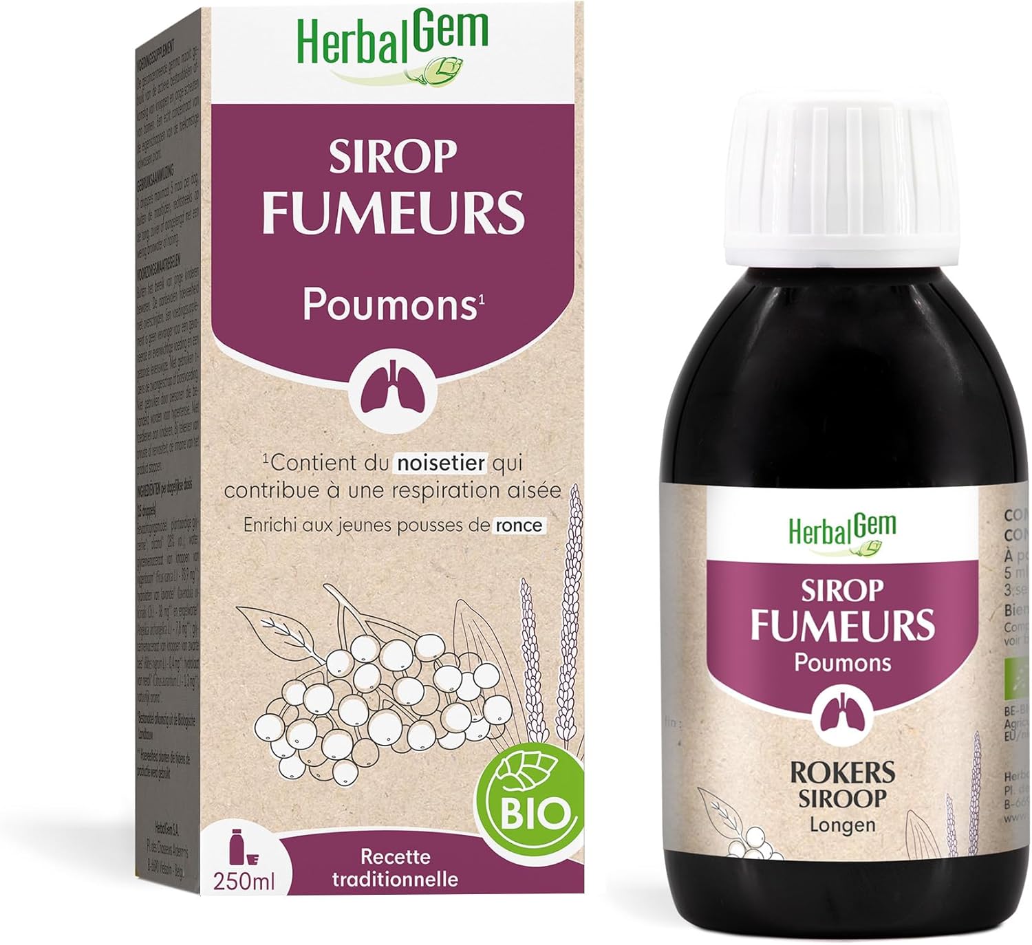 Sirop Des Fumeurs - Poumons - Confort Respiratoire - Pour Le Bien-Être Des Fumeurs - Recette Traditionnelle - Certifié Bio - 250 ml