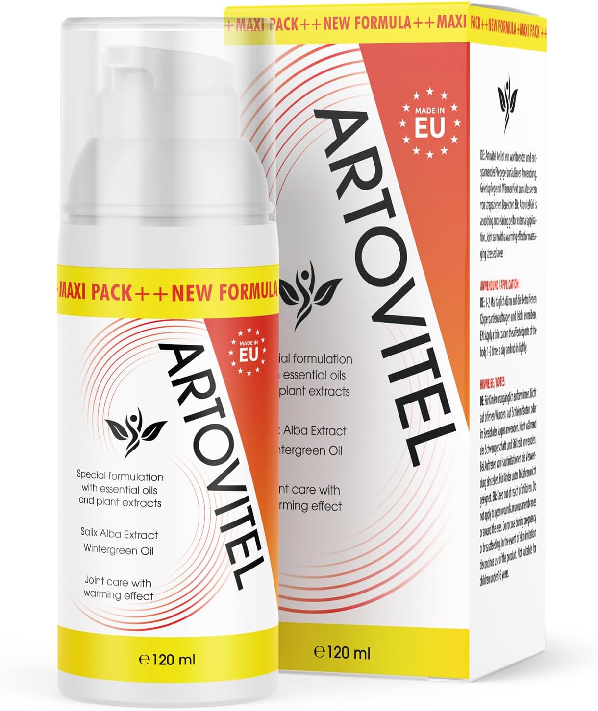 Artovitel Gel - Végétalien & non testé sur les animaux - Facile à utiliser - 120ml 1x