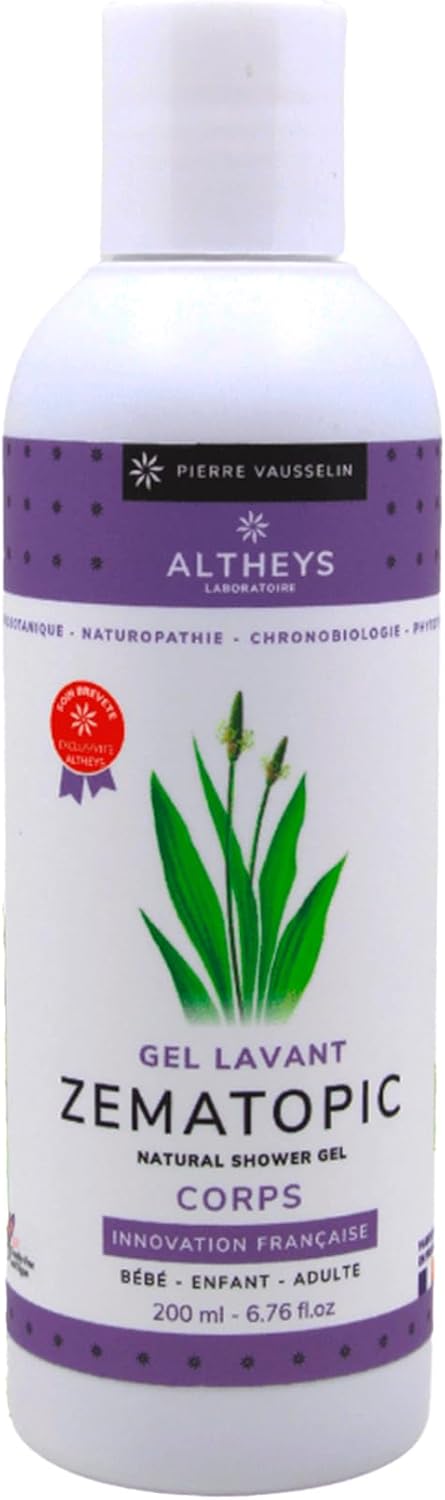 Altheys ZEMATOPIC Gel Lavant Eczema - Soigne l'Eczéma, Dermatite Atopique et Psoriasis - Crème au Plantain - Bébé - Enfant - Adulte - Corps - Visage - Cheveux - Vegan - 200 ml