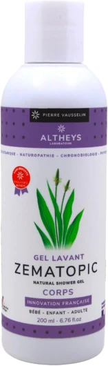 Altheys ZEMATOPIC Gel Lavant Eczema - Soigne l'Eczéma, Dermatite Atopique et Psoriasis - Crème au Plantain - Bébé - Enfant - Adulte - Corps - Visage - Cheveux - Vegan - 200 ml