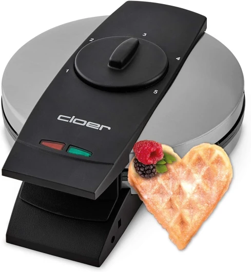1639SR Gaufrier, Taille de Gaufre 15,5 cm Ø, Double revêtement antiadhésif, résistant au Sucre, lumière de Cuisson, 930 W, boîtier en Acier Inoxydable de Haute qualité