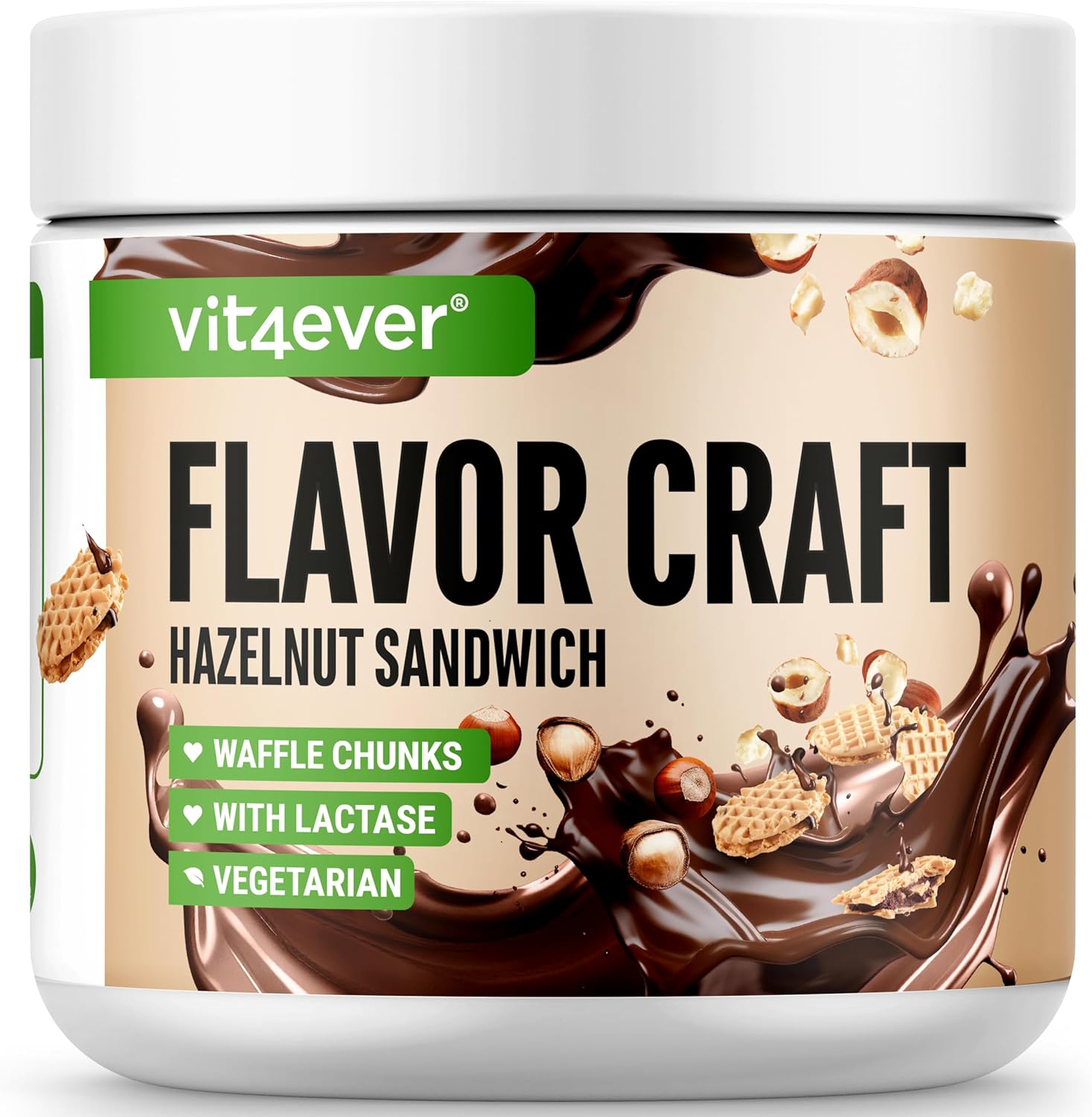 Poudre de goût Hazelnut Sandwich avec extra nombreux chunks - 250 g - Goût et douceur délicieux - Utilisable de manière polyvalente pour les aliments & boissons - Flavour Powder - FLAVOR CRAFT