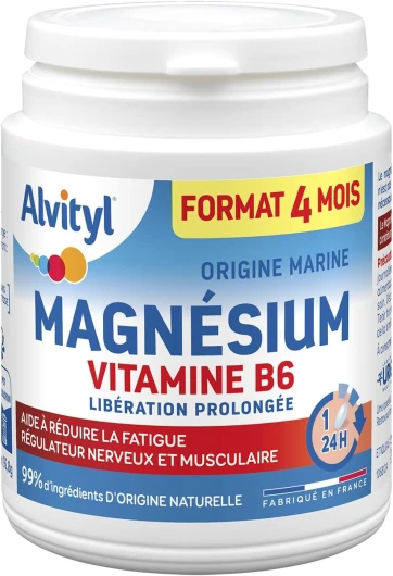 Magnésium 300mg + Vitamine B6 - Libération Prolongée - Diffusion lente et progressive - Magnésium d'origine Marine - Stress, Fatigue, Irritabilité - Fabriqué en France - Comprimés 120 Jours