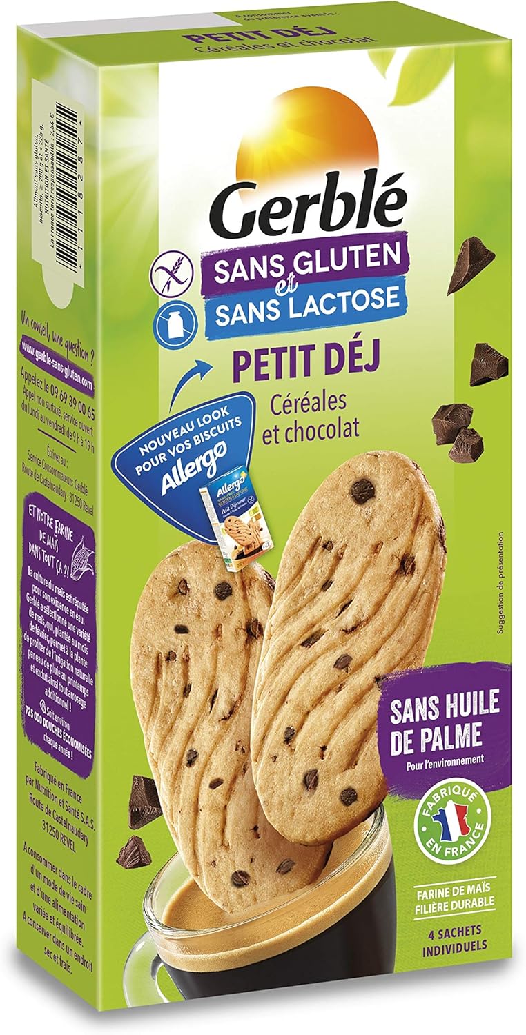 Biscuits Petit Déjeuner, Sans gluten et Sans lactose, 207508, 16 biscuits, 200 g