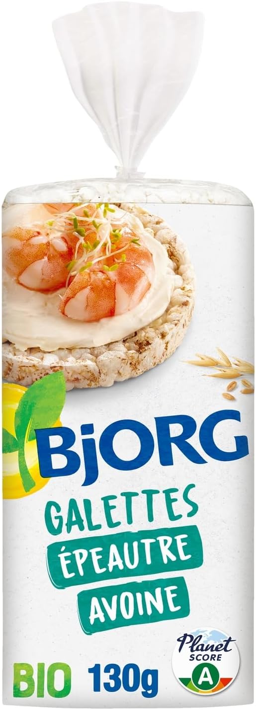 Galettes Épeautre Son d'Avoine Bio - Riche en fibres- Pauvre en sel - 130 g - lot de 3 (total de 390 g)