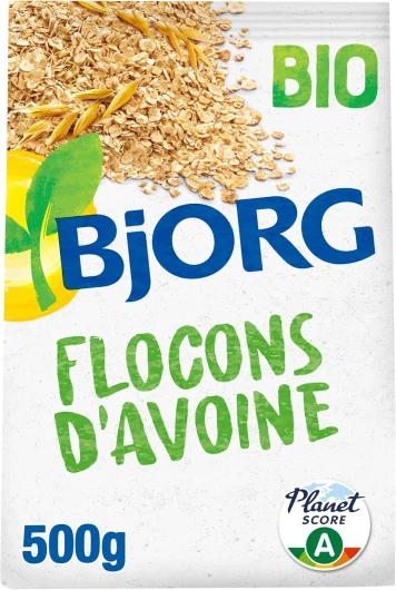 Flocons d'Avoine Bio - Céréales Complètes Riches en Fibres - Sans Sucres Ajoutés - 500 g