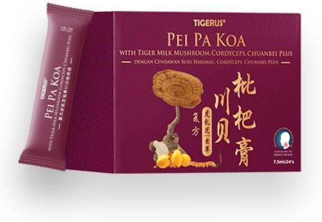Champignon lait de tigre Tiger milk + Pei Pa Koa + Cordyceps - Contre la toux mal de gorge à base de plantes naturelles et miel - 7.5mlx24 Sachets