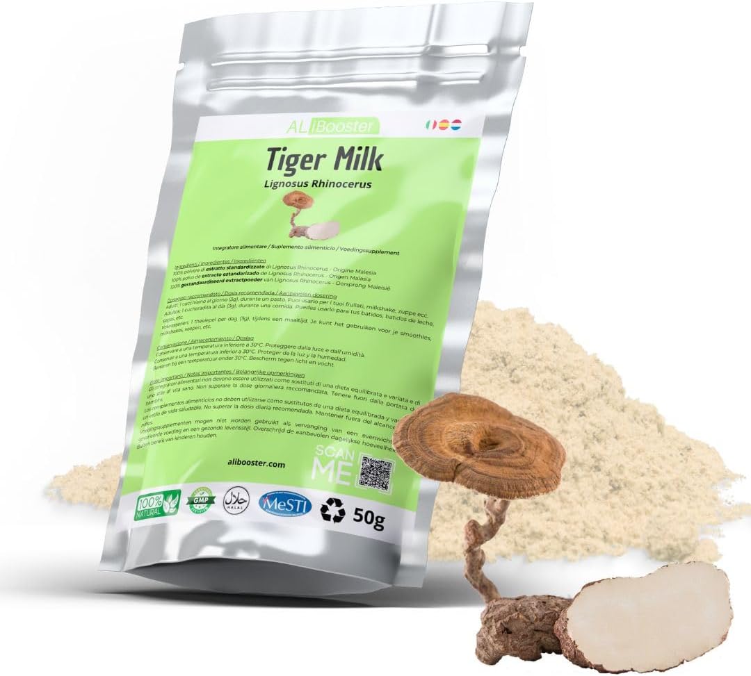 ALIBOOSTER - Poudre extrait pur standardisé champignon Lignosus Lait de tigre - Tiger Milk 50g