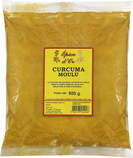 Curcuma Moulu 500g - Epice d'Or, Pure et Naturel, Végétalien, Sans Colorants, Sans Additifs Ni Conservateurs.
