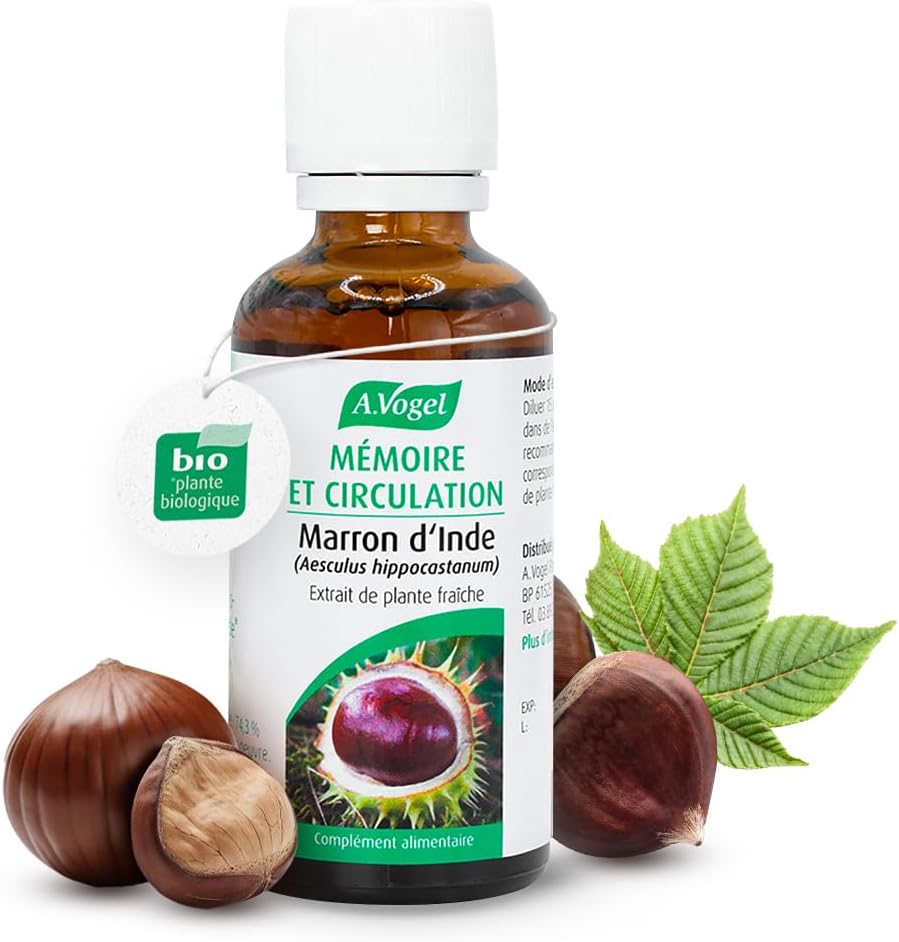 A.VOGEL – Marron d'Inde – Mémoire & Circulation - Drainage lymphatique – Lutte contre les jambes lourdes, enflées & douloureuses – Extrait de Plante Fraîche – 50 ml
