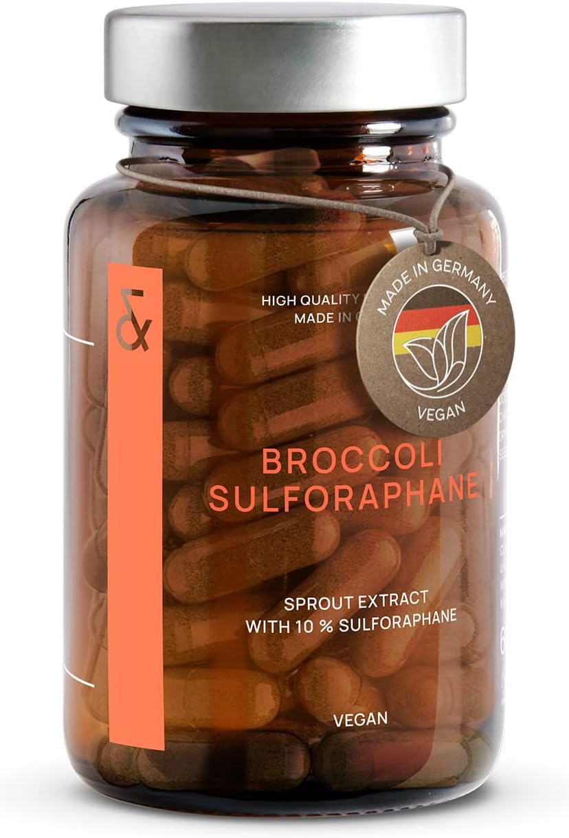 Extrait de Brocoli avec 10% Sulforaphane un puissant Anti-oxydant - 60 Brocolis Gélules Riches en Vitamines et Minéraux - Doses élevées pour 1 Mois - Certifié & Durable en Pot