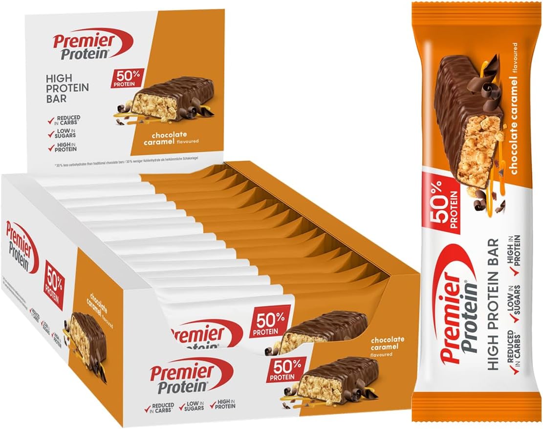 High Protein Bar Chocolate Caramel 16x40g - Haute teneur en protéines + Sans huile de palme