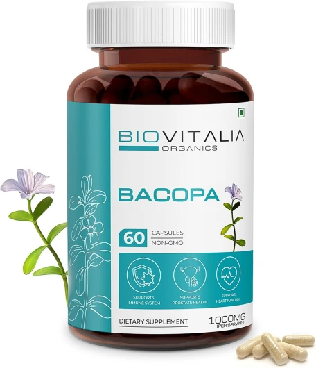 Capsule d'extrait de bacopa 1000 mg - Complément alimentaire - Promouvoir la fonction cérébrale - Soutient le système immunitaire - 60 capsules végétaliennes
