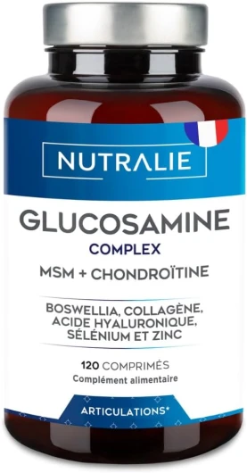 Glucosamine Chondroïtine MSM et Collagène - Maintenir des Os Normaux avec la Glucosamine Chondroitin, le MSM, Collagène, Acide Hyaluronique, Boswellia, Sélénium, Zinc - 120 Comprimés Nutralie
