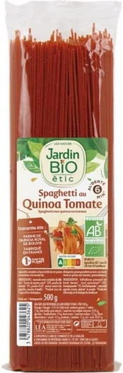 Jardin Bio Etic Spaghettis Quinoa Tomates Bio 500g - Pâtes bio sans gluten riches en protéines végétales - Saveurs équilibrées de la Méditerranée - Alimentation bio - - Le Lot De 4
