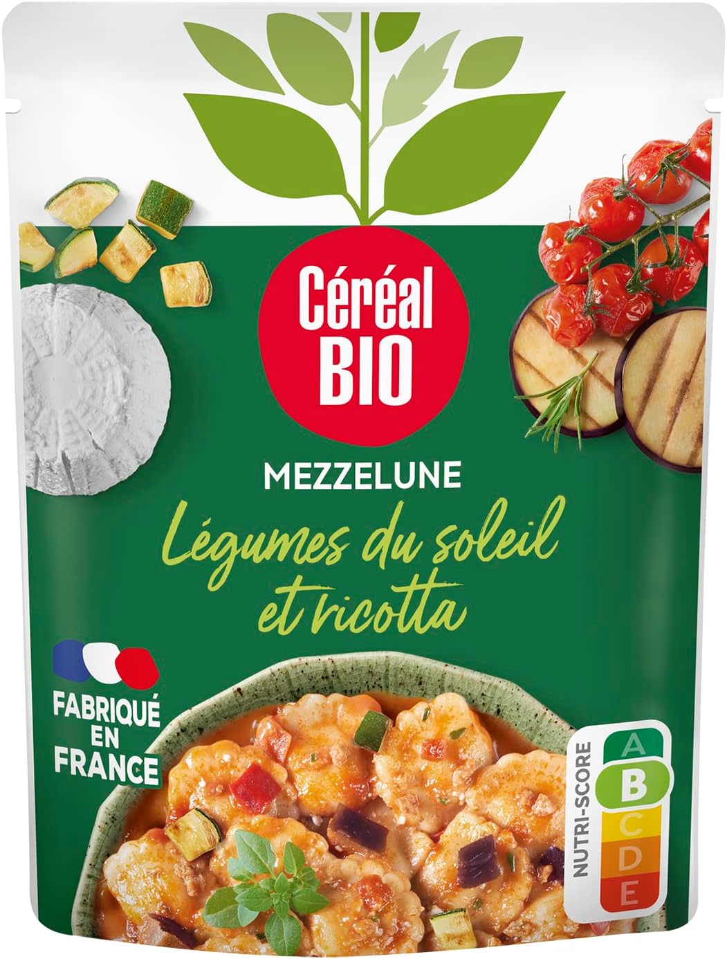 Mezzelune Légumes du soleil et Ricotta - Pâtes végétarienne farcies bio - Riche de Protéines - 1 sachet de 280g