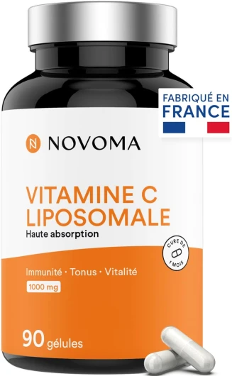 Vitamine C liposomale 1000mg, Assimilation Maximale, 90 gélules végétales, 100% Vitamin Quali®-C, Système Immunitaire & Énergie Naturelle, Cure de 1 mois, Fabriqué en France