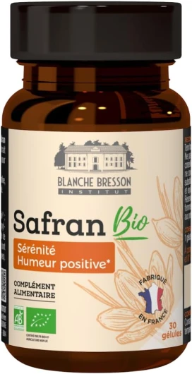BLANCHE BRESSON - Safran Bio Safr’Inside™ - Humeur Positive & Sérénité - Extrait Breveté Tech'care Extraction™ - Dosage Optimal 30mg - 30 Gélules - Cure 30 Jours - Fabriqué en France