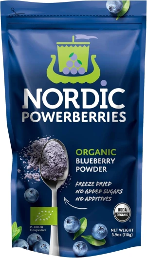Poudre de myrtilles sauvages bio nordiques – Poudre lyophilisée de myrtille parfaite pour smoothie, petit déjeuner, yaourt et plus encore