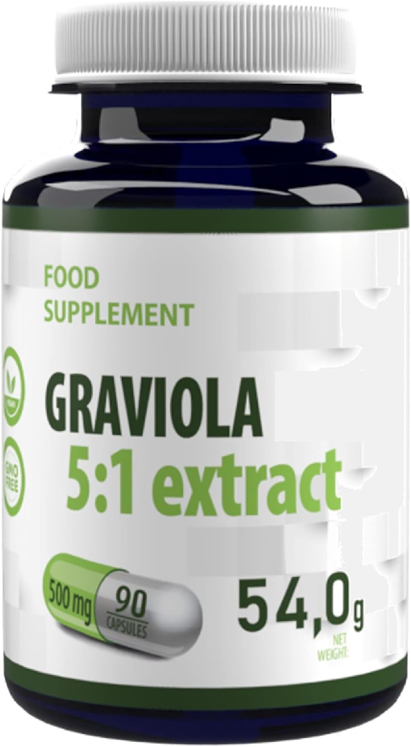 Extrait de fruit de Graviola équivalent à 2500 mg (500 mg d'extrait 5:1) 90 gélules végétales, Testé par un Laboratoire tiers, sans gluten ni OGM