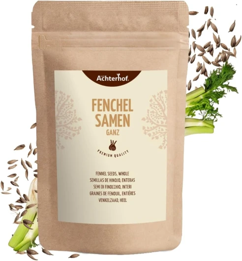 Graines de fenouil entières 500g - infusion de fenouil - goût doux et sucré - idéal pour la préparation de plats de pâtes, de soufflés & d'infusions réchauffantes - vom Achterhof