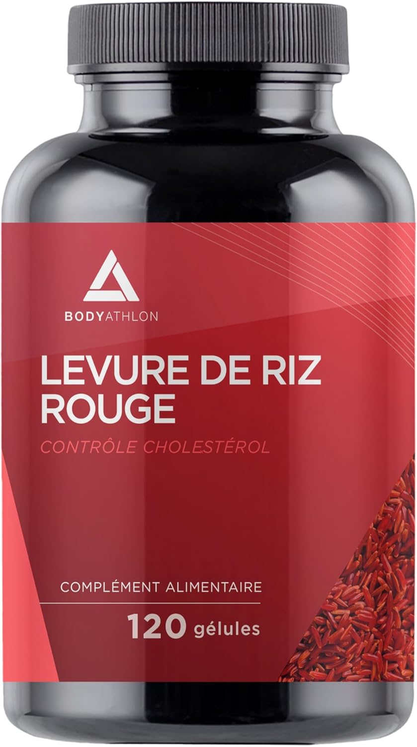 Levure de Riz Rouge cholesterol 120 Capsules- Monacolina K, Coenzyme Q10, Policosanol, Guggul- Ingrédients naturelle- Riz rouge gelules cholestérol