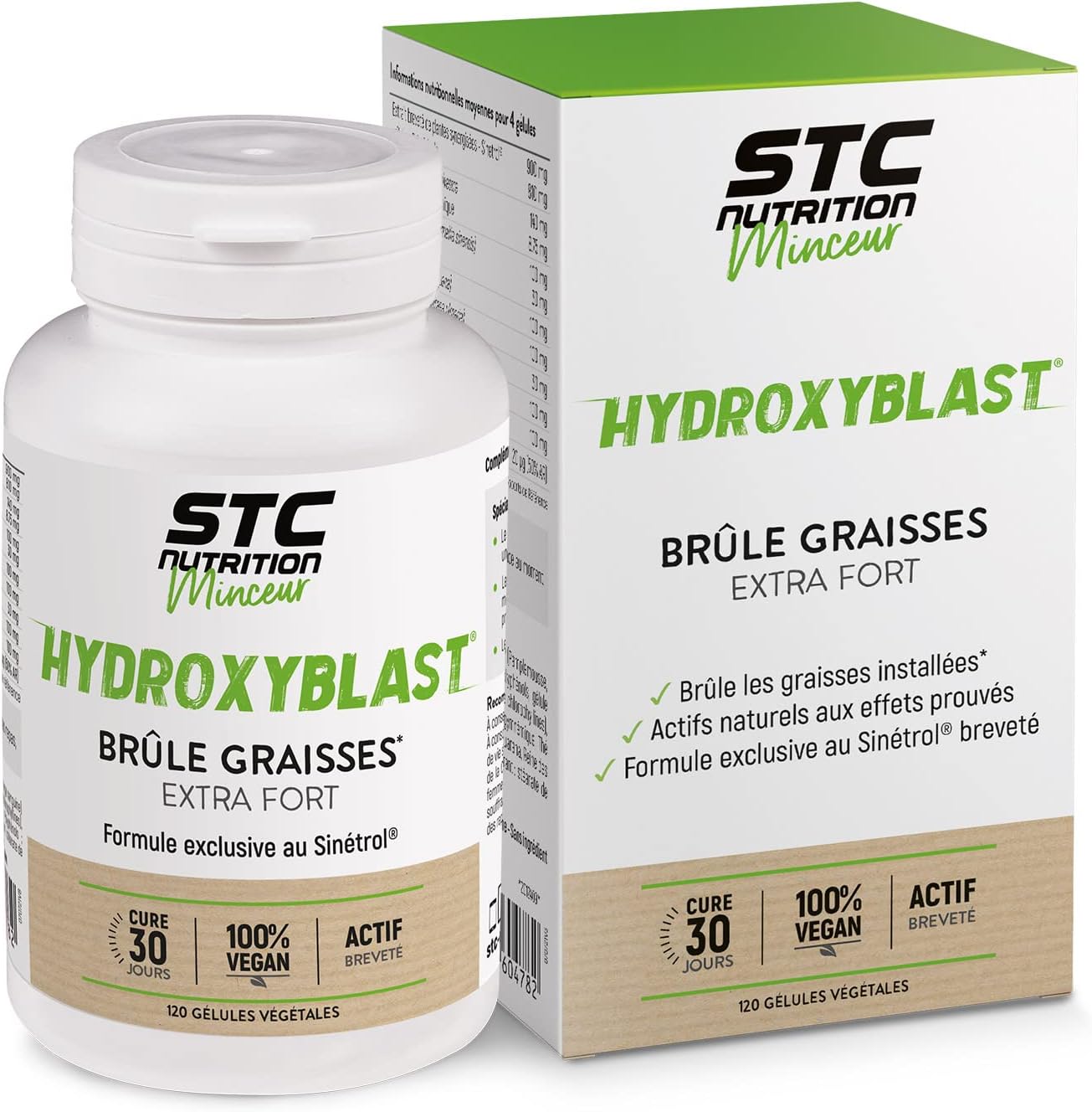 Hydroxyblast® - Complément alimentaire brûle-graisse et coupe-faim - Perte de poids - Ingrédients d'origine naturelle - Actif breveté Sinetrol® - Pilulier de 120 gélules végétales