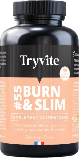 Bruleur de Graisse Homme Femme - Coupe Faim Puissant et Efficace Minceur Perte de Poids Rapidement - TRYVITE BURN&SLIM - 90 gélules