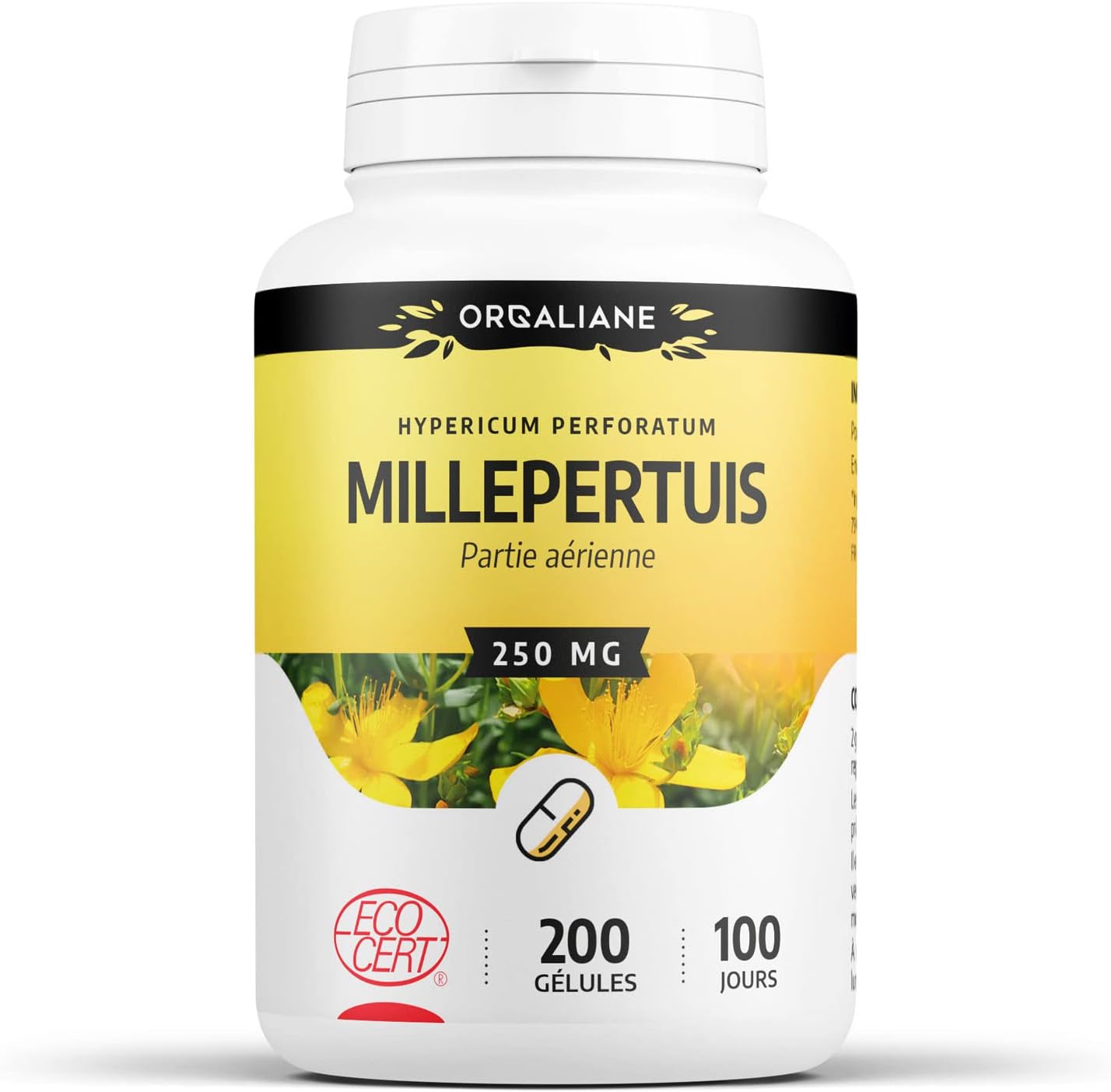 Millepertuis 250 mg - 200 gélules - Certifié Ecocert