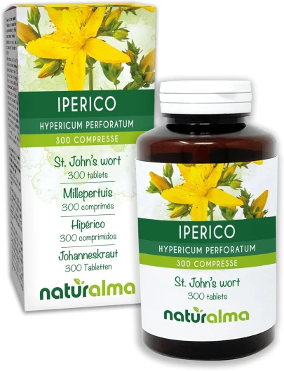 Millepertuis (Hypericum perforatum) herbe avec fleurs Naturalma - 150 g - 300 comprimés - Complément alimentaire - Naturel et Végétalien