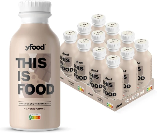Classic Choco, repas prêt à boire, THIS IS FOOD, substitut de repas, 33 g de protéines, 26 vitamines et minéraux (12 x 500 ml), goût chocolat