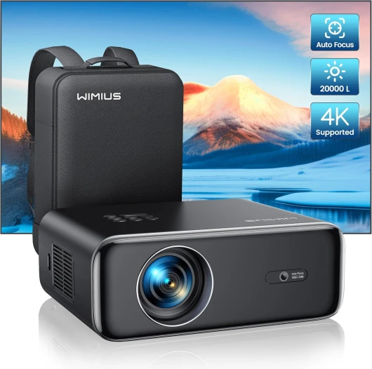 【Auto Focus/Keystone】 Vidéoprojecteur 4K WiFi Bluetooth 33000 Lumens Full HD 1080P, WiMiUS Projecteur 4K Supporté Zoom 50% Vidéoprojecteur WiFi6 Portable Home Cinéma/Extérieur pour Phone/TV Stick/PS5